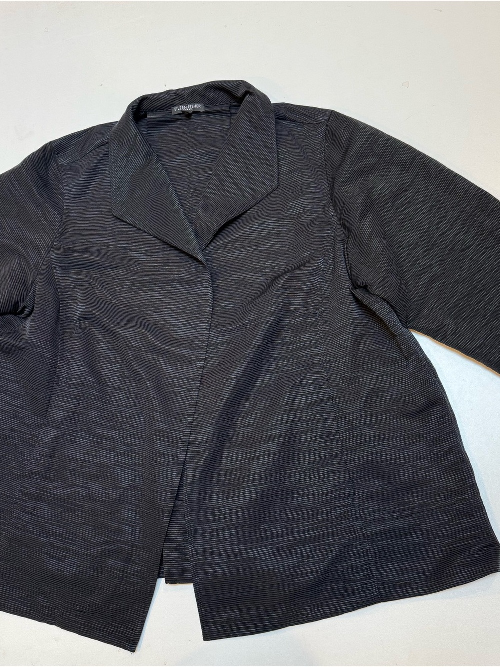 Eileen Fisher Black Ripple-Texture Open Jacket sz 1X